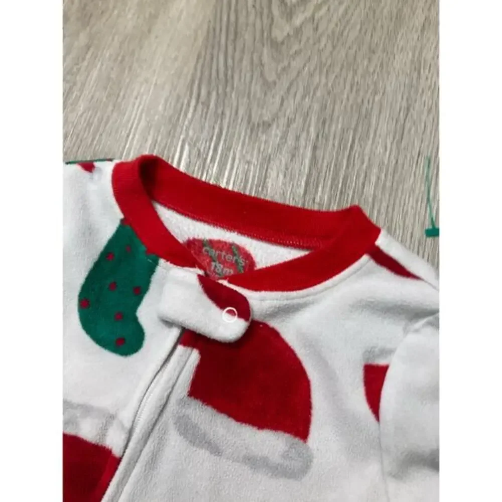 Carter's‎ Baby Christmas Fleece Footed Pajamas Red Size 18 Months